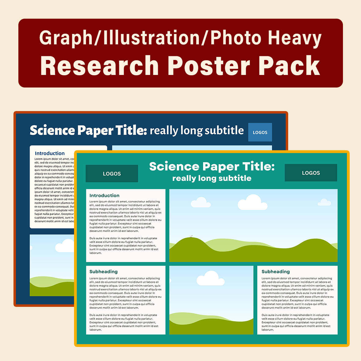 Scientific Research Poster PowerPoint Templates - Graph/Photograph Focus Design Pack