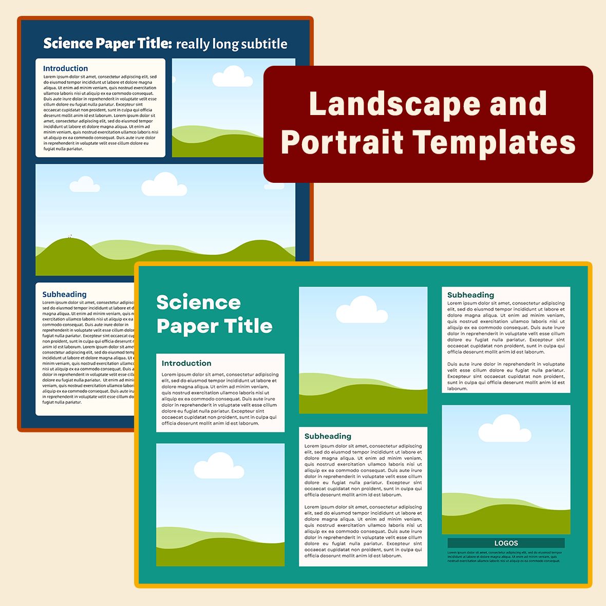 Scientific Research Poster PowerPoint Templates - Graph/Photograph Focus Design Pack