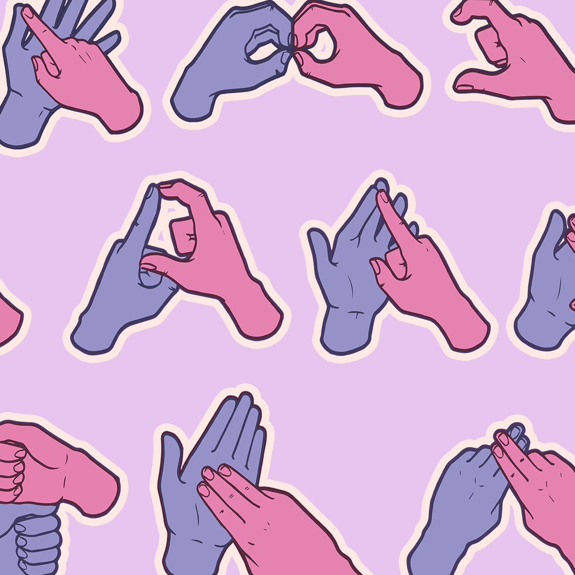 British Sign Language - Illustrated Alphabet Hand Gestures Icon Pack