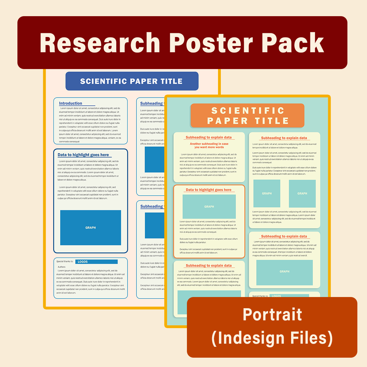 Scientific Research Poster Templates - Portrait (INDESIGN Files Only)