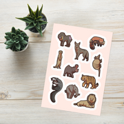 Adorable Mammals Being Themselves - 10 Illustrated Animals - Vinyl Sticker Sheet