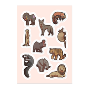 Adorable Mammals Being Themselves - 10 Illustrated Animals - Vinyl Sticker Sheet