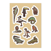 Birds, Reptiles and Amphibians - 10 Unique Illustrated Animal Designs - Vinyl Sticker Sheet