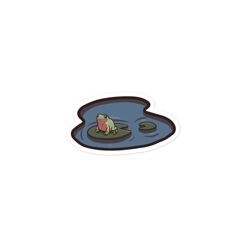 Green Frog in a Pond - Diverse Animals - Individual Vinyl Sticker