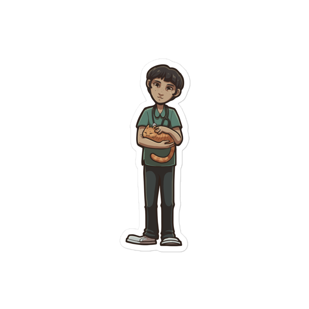 Veterinary Doctor (holding a cat) - Diverse Workforce - Individual Vinyl Sticker