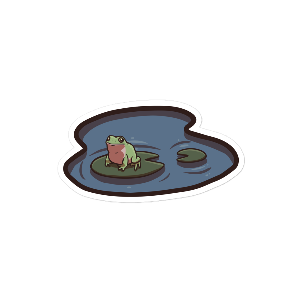 Green Frog in a Pond - Diverse Animals - Individual Vinyl Sticker