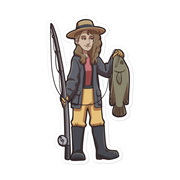 Line Fisher (Woman) - Diverse Workforce - Individual Vinyl Sticker